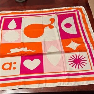 amika Orange, White & Pink Printed Hair Scarf